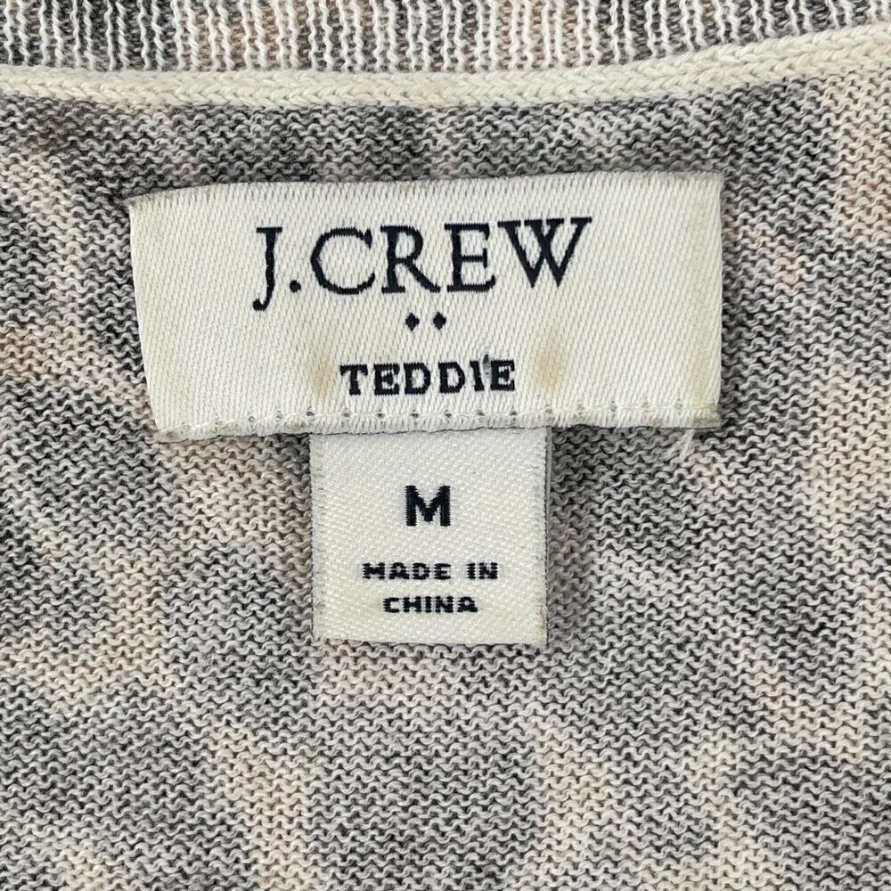 J. Crew Leopard Print Cotton Teddie Pullover Crew Neck Long Sleeve Sweater M - Picture 2 of 4